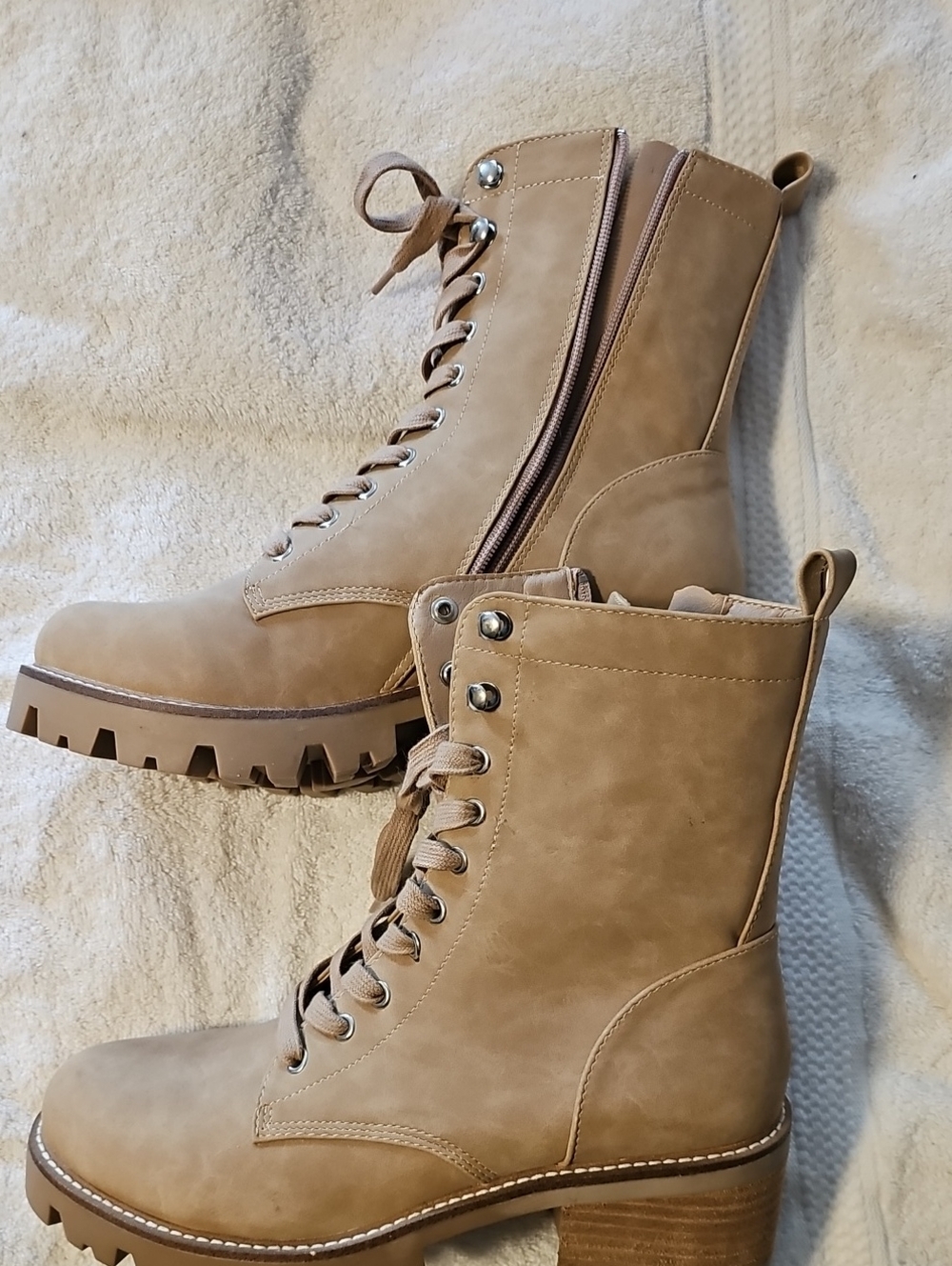 Dolce Vida Lace-Up Tan Women's Combat Boots
